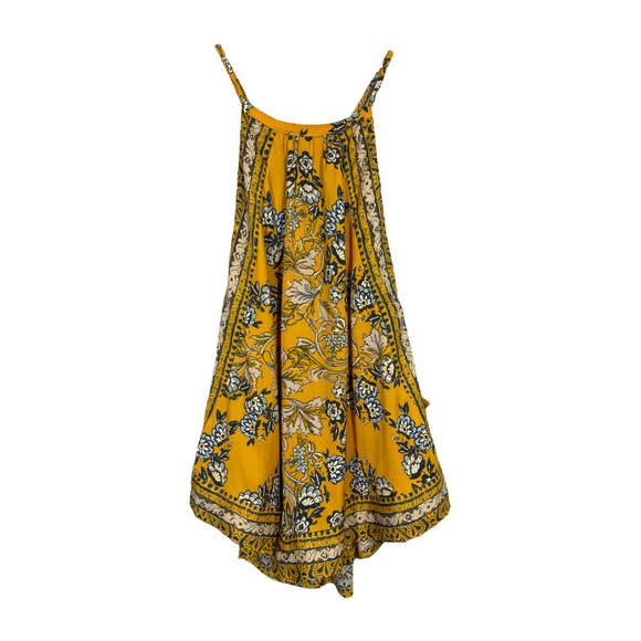 Free People Sofia Printed Halter Top Large Yellow Paisley Scarf Boho Festival - Picture 7 of 10